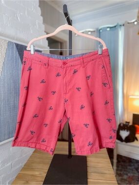 Beverly Hills Polo Club Brick Red Lobster Print Shorts